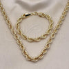 Oro Laminado Necklace and Bracelet, Gold Filled Style Rope Design, Polished, Golden Finish, 06.331.0005