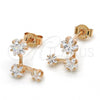 Sterling Silver Stud Earring, Star Design, with White Cubic Zirconia, Polished, Rose Gold Finish, 02.285.0089
