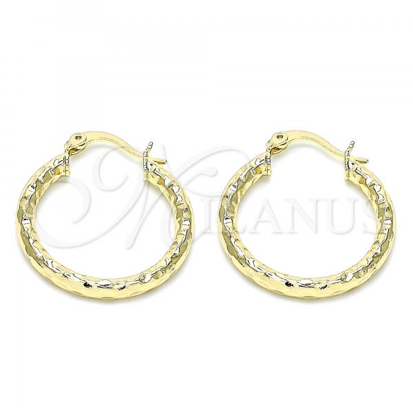 Oro Laminado Small Hoop, Gold Filled Style Diamond Cutting Finish, Golden Finish, 02.213.0150.25