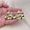 Oro Laminado Stud Earring, Gold Filled Style Flower Design, Polished, Golden Finish, 02.213.0671