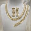 Oro Laminado Necklace, Bracelet and Earring, Gold Filled Style Bismark Design, Polished, Golden Finish, 06.372.0060