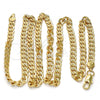 Gold Tone Basic Necklace, Pave Cuban Design, Polished, Golden Finish, 04.242.0037.30GT