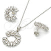 Sterling Silver Earring and Pendant Adult Set, with White Cubic Zirconia, Polished, Rhodium Finish, 10.286.0013