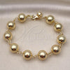 Oro Laminado Fancy Bracelet, Gold Filled Style Ball and Hollow Design, Polished, Golden Finish, 03.331.0254.09