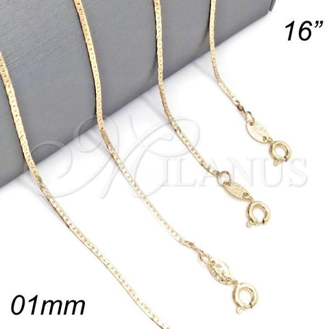 Oro Laminado Basic Necklace, Gold Filled Style Solid Box Design, Polished, Golden Finish, 5.223.032.16