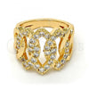 Oro Laminado Multi Stone Ring, Gold Filled Style with White Cubic Zirconia, Polished, Golden Finish, 01.210.0052.09 (Size 9)