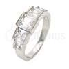 Gold Tone Multi Stone Ring, with White Cubic Zirconia, Polished, Rhodium Finish, 5.164.021.1.09.GT (Size 9)
