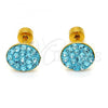 Stainless Steel Stud Earring, with Aqua Blue Crystal, Polished, Golden Finish, 02.271.0007.8