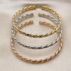 Oro Laminado Trio Bangle, Gold Filled Style Matte Finish, Tricolor, 07.170.0060