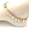 Oro Laminado Charm Anklet , Gold Filled Style Ball and Teardrop Design, Matte Finish, Tricolor, 03.331.0059.10
