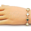 Oro Laminado Fancy Bracelet, Gold Filled Style Four-leaf Clover and Hollow Design, Polished, Golden Finish, 03.213.0341.07