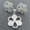 Sterling Silver Earring and Pendant Adult Set, Flower Design, Polished, Silver Finish, 10.398.0012
