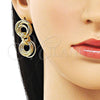 Oro Laminado Long Earring, Gold Filled Style Polished, Golden Finish, 02.385.0073