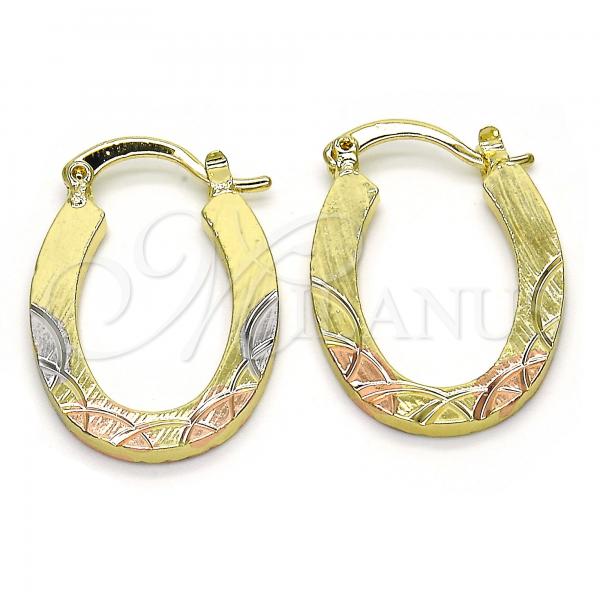 Oro Laminado Small Hoop, Gold Filled Style Diamond Cutting Finish, Tricolor, 02.102.0059.20