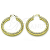 Oro Laminado Medium Hoop, Gold Filled Style Hollow Design, Diamond Cutting Finish, Golden Finish, 02.213.0760.40