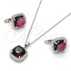 Sterling Silver Earring and Pendant Adult Set, with Dark Amethyst Cubic Zirconia and White Micro Pave, Polished, Rhodium Finish, 10.186.0016.1