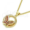 Oro Laminado Pendant Necklace, Gold Filled Style Butterfly Design, with Garnet Micro Pave, Polished, Golden Finish, 04.156.0315.2.20