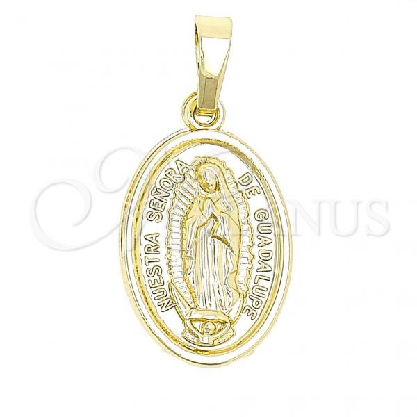 Oro Laminado Religious Pendant, Gold Filled Style Guadalupe Design, Polished, Golden Finish, 5.199.024