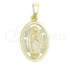 Oro Laminado Religious Pendant, Gold Filled Style Guadalupe Design, Polished, Golden Finish, 5.199.024