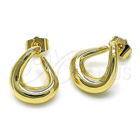 Oro Laminado Stud Earring, Gold Filled Style Chunky Design, Polished, Golden Finish, 02.195.0289