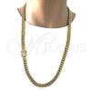 Oro Laminado Basic Necklace, Gold Filled Style Chunky Design, with White Cubic Zirconia, Polished, Golden Finish, 03.278.0004.30