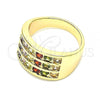 Oro Laminado Multi Stone Ring, Gold Filled Style with Multicolor Cubic Zirconia, Polished, Golden Finish, 01.346.0017.1.08