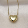 Oro Laminado Pendant Necklace, Gold Filled Style Heart Design, Polished, Golden Finish, 04.341.0119.20