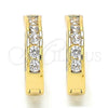 Oro Laminado Huggie Hoop, Gold Filled Style with White Cubic Zirconia, Polished, Golden Finish, 02.196.0020.1.20