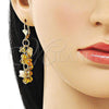 Oro Laminado Long Earring, Gold Filled Style with Champagne Crystal, Polished, Golden Finish, 02.414.0007.6