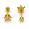 Stainless Steel Stud Earring, Star Design, with Champagne Cubic Zirconia, Polished, Golden Finish, 02.271.0006.5