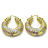 Oro Laminado Medium Hoop, Gold Filled Style Hollow Design, Polished, Tricolor, 02.170.0423.1.40
