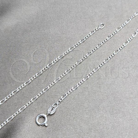 Sterling Silver Basic Necklace, Figaro Design, Polished, Silver Finish, 04.420.0002.18