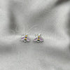 Sterling Silver Stud Earring, Bee Design, Pink Enamel Finish, Silver Finish, 02.406.0006.02