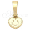 Oro Laminado Fancy Pendant, Gold Filled Style Heart Design, White Enamel Finish, Golden Finish, 05.163.0078.2
