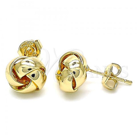 Oro Laminado Stud Earring, Gold Filled Style Love Knot Design, Polished, Golden Finish, 02.63.2699