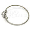 Stainless Steel Individual Bangle, Love Design, with White Crystal, Polished, Steel Finish, 07.258.0001.04 (02 MM Thickness, Size 4 - 2.25 Diameter)