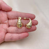 Oro Laminado Stud Earring, Gold Filled Style Polished, Golden Finish, 02.163.0253