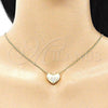 Oro Laminado Pendant Necklace, Gold Filled Style Heart Design, with White Micro Pave, Polished, Golden Finish, 04.156.0382.20