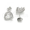 Sterling Silver Stud Earring, with White Cubic Zirconia, Polished, Rhodium Finish, 02.186.0109
