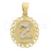 Oro Laminado Fancy Pendant, Gold Filled Style Two Tone, 05.16.0166
