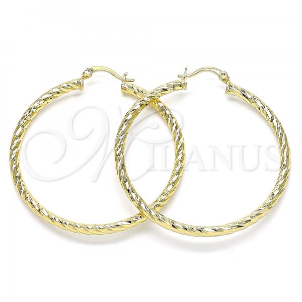 Oro Laminado Large Hoop, Gold Filled Style Diamond Cutting Finish, Golden Finish, 02.213.0155.50