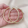 Oro Laminado Extra Large Hoop, Gold Filled Style Hollow Design, Diamond Cutting Finish, Golden Finish, 02.213.0313.70