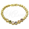 Oro Laminado Fancy Bracelet, Gold Filled Style with Multicolor Cubic Zirconia, Polished, Golden Finish, 03.283.0190.07