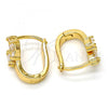 Oro Laminado Huggie Hoop, Gold Filled Style with White Cubic Zirconia, Polished, Golden Finish, 02.196.0064.15