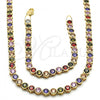 Oro Laminado Necklace and Bracelet, Gold Filled Style with Multicolor Cubic Zirconia, Polished, Golden Finish, 06.284.0001.2