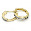 Oro Laminado Huggie Hoop, Gold Filled Style with White Cubic Zirconia, Polished, Two Tone, 02.210.0106.10.25