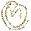 Oro Laminado Medium Rosary, Gold Filled Style Divino Niño and Crucifix Design, Polished, Golden Finish, 09.118.0012.24