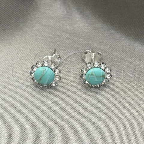 Sterling Silver Stud Earring, with Light Turquoise Pearl, Polished, Silver Finish, 02.397.0042.02