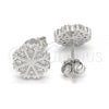 Sterling Silver Stud Earring, with White Micro Pave, Polished, Rhodium Finish, 02.336.0036