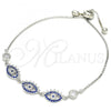 Sterling Silver Fancy Bracelet, with Sapphire Blue and White Cubic Zirconia, Polished, Rhodium Finish, 03.369.0006.10